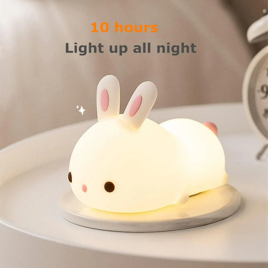 BUNNY NIGHT LAMP Battery Led Nightlight Nursery (Cute Bunny)